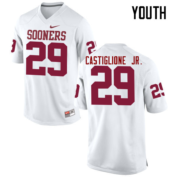 Youth Oklahoma Sooners #29 Joe Castiglione Jr. College Football Jerseys Game-White - Click Image to Close